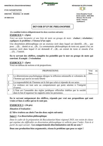 DEVOIR DE PHILO Tle A UP 25 JANVIER 2025 SOUBRÉ by TEHUA