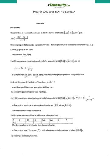 PREPA BAC 2025 MATHS SERIE A SUJET 1 BY TEHUA