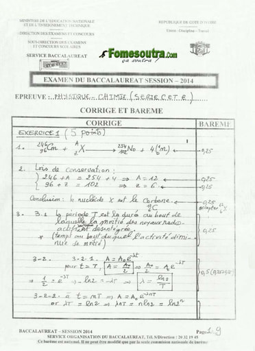 Corrigé de Physique-Chimie BAC C et E 2014