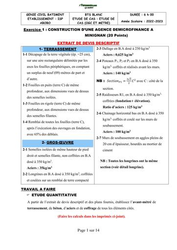 BTS BLANC CONSTRUCTION D'UNE AGENCE DEMICROFINANCE BY TEHUA