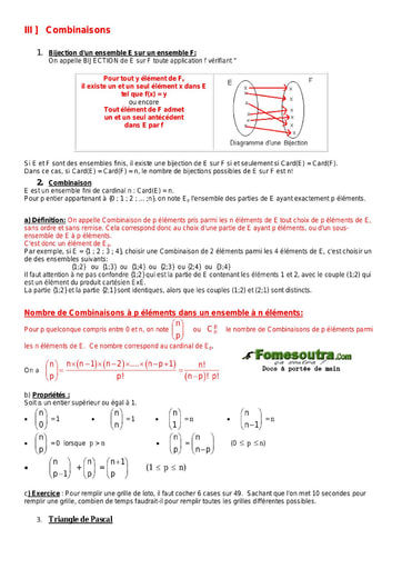 Fiche de méthodes de Combinaisons - Maths Terminale D