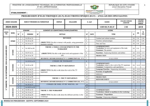 ANGLAIS 1 BT ELECTRON  ELECTROTECH 2024 2025