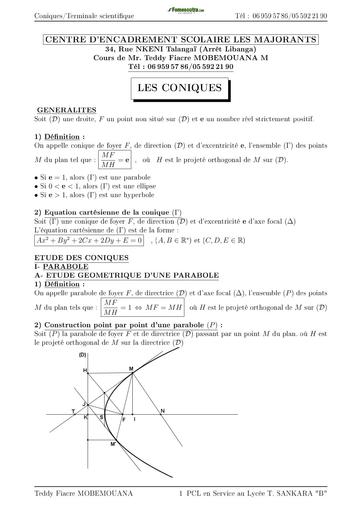 COURS DE MATHS Tle C CONIQUE BY TEHUA