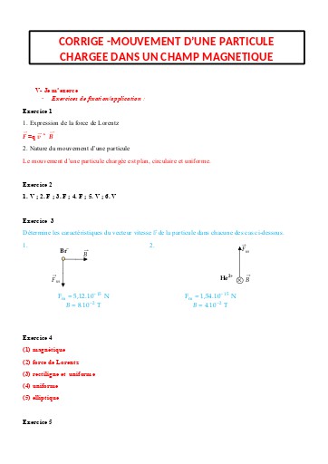 P7 Mouvement d'une particule chargée ds un champ magnétique uniforme