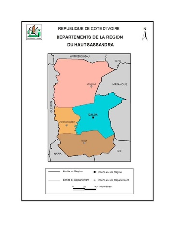 Carte de la région du Haut Sassandra
